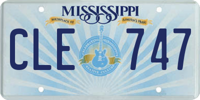 MS license plate CLE747
