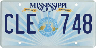 MS license plate CLE748