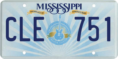 MS license plate CLE751