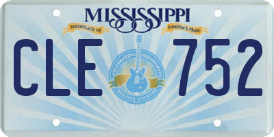 MS license plate CLE752