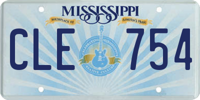 MS license plate CLE754