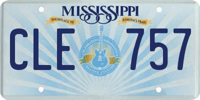 MS license plate CLE757
