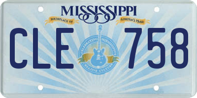 MS license plate CLE758