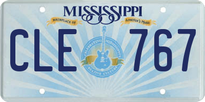 MS license plate CLE767