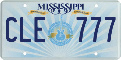 MS license plate CLE777