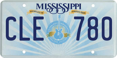 MS license plate CLE780