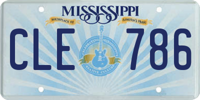 MS license plate CLE786