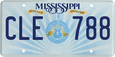 MS license plate CLE788