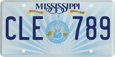 MS license plate CLE789