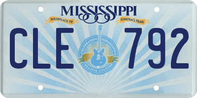 MS license plate CLE792