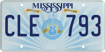 MS license plate CLE793