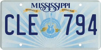 MS license plate CLE794