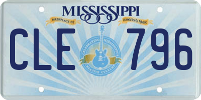 MS license plate CLE796