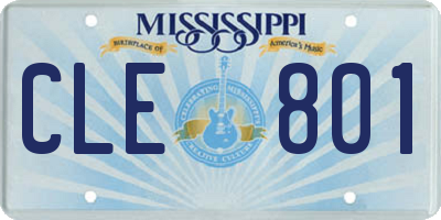 MS license plate CLE801
