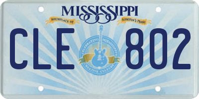 MS license plate CLE802