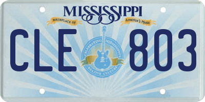 MS license plate CLE803