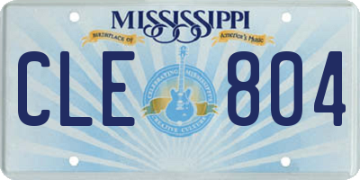MS license plate CLE804