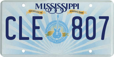 MS license plate CLE807