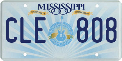 MS license plate CLE808