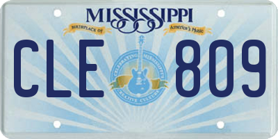 MS license plate CLE809
