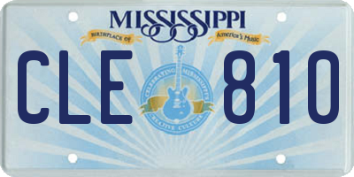 MS license plate CLE810