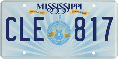 MS license plate CLE817