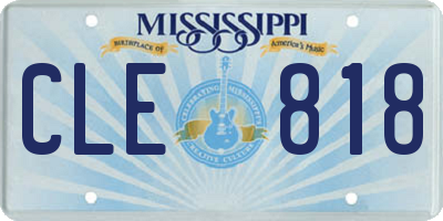 MS license plate CLE818