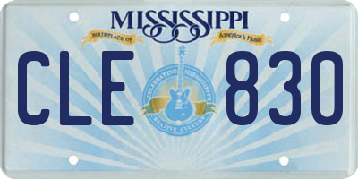 MS license plate CLE830