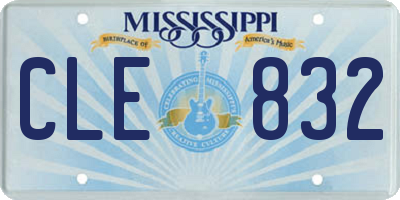 MS license plate CLE832