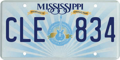 MS license plate CLE834
