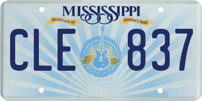 MS license plate CLE837