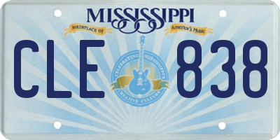 MS license plate CLE838