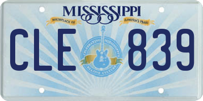 MS license plate CLE839