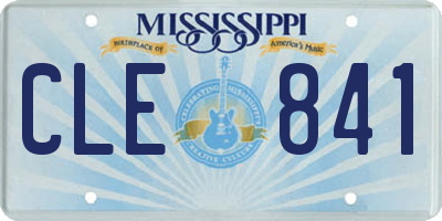 MS license plate CLE841