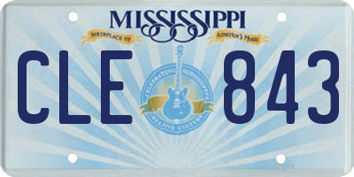 MS license plate CLE843