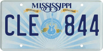 MS license plate CLE844