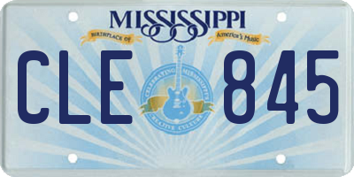 MS license plate CLE845