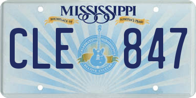 MS license plate CLE847