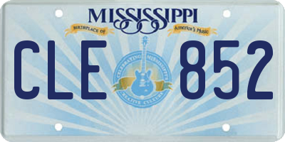 MS license plate CLE852