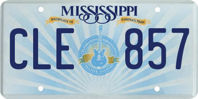 MS license plate CLE857
