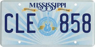 MS license plate CLE858