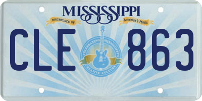 MS license plate CLE863