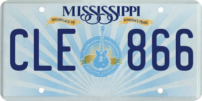 MS license plate CLE866