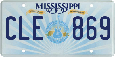 MS license plate CLE869
