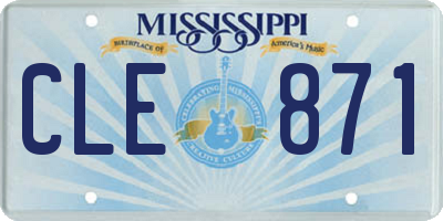 MS license plate CLE871