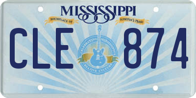MS license plate CLE874