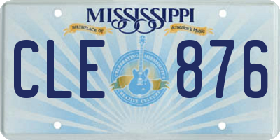 MS license plate CLE876