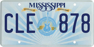 MS license plate CLE878