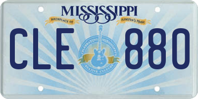 MS license plate CLE880