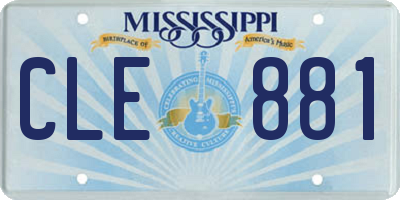 MS license plate CLE881
